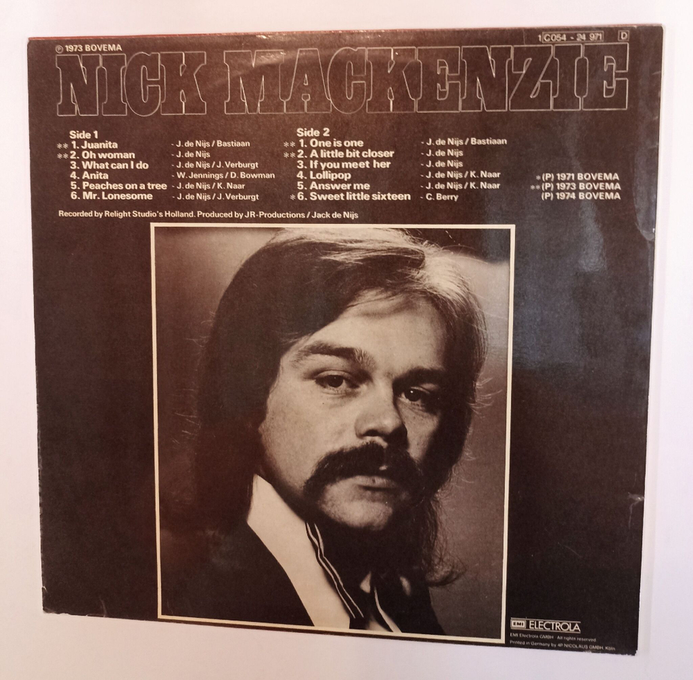 Винтажная виниловая пластинка LP Nick Mackenzie (Germany 1973)