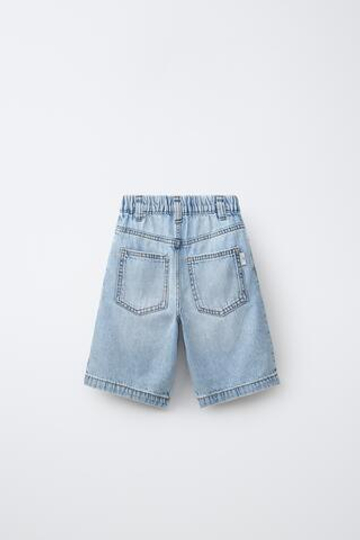 ZARA ДЖИНСОВЫЕ ШОРТЫ BAGGY, СИНИЙ