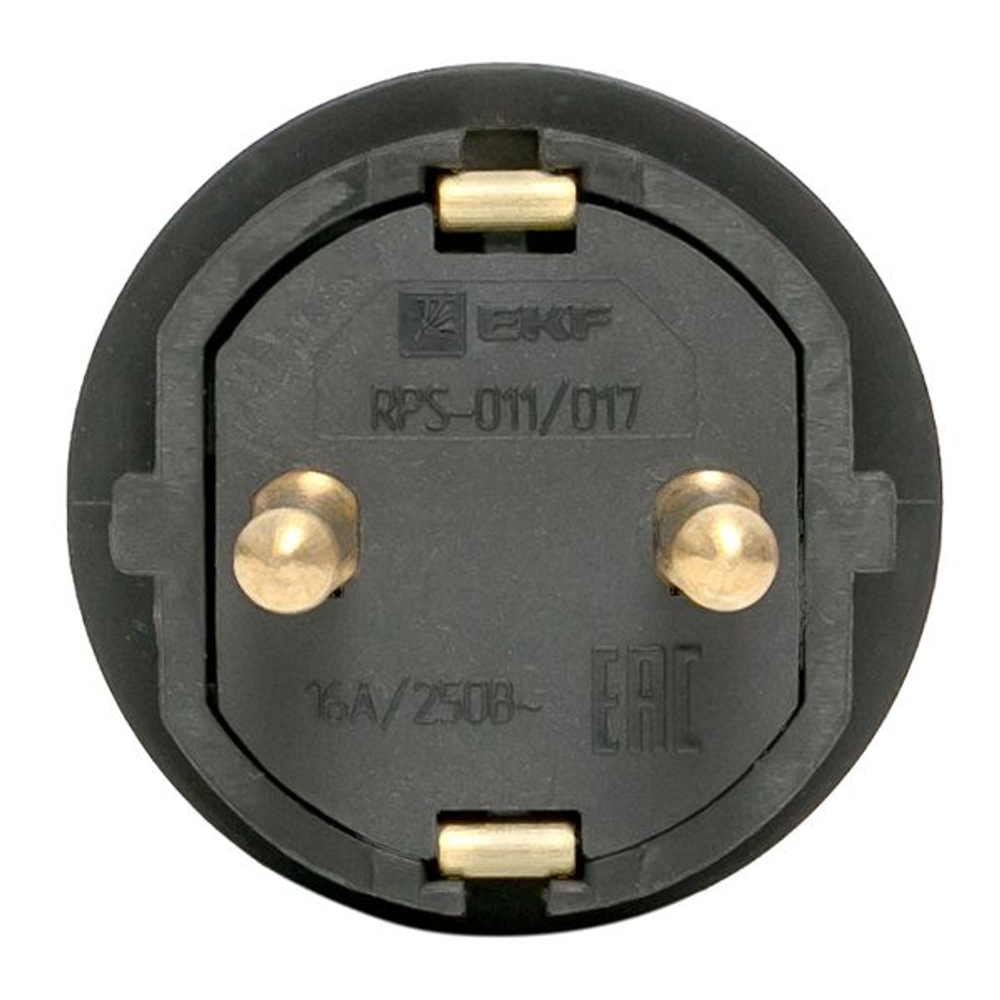 Вилка прямая каучуковая 230В, 2P+PE, 16A, IP44 EKF Марс