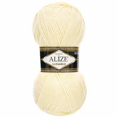Пряжа Alize (Ализе) Lana Gold / уп.5 мот. по 100 г, 240м, 001 кремовый A