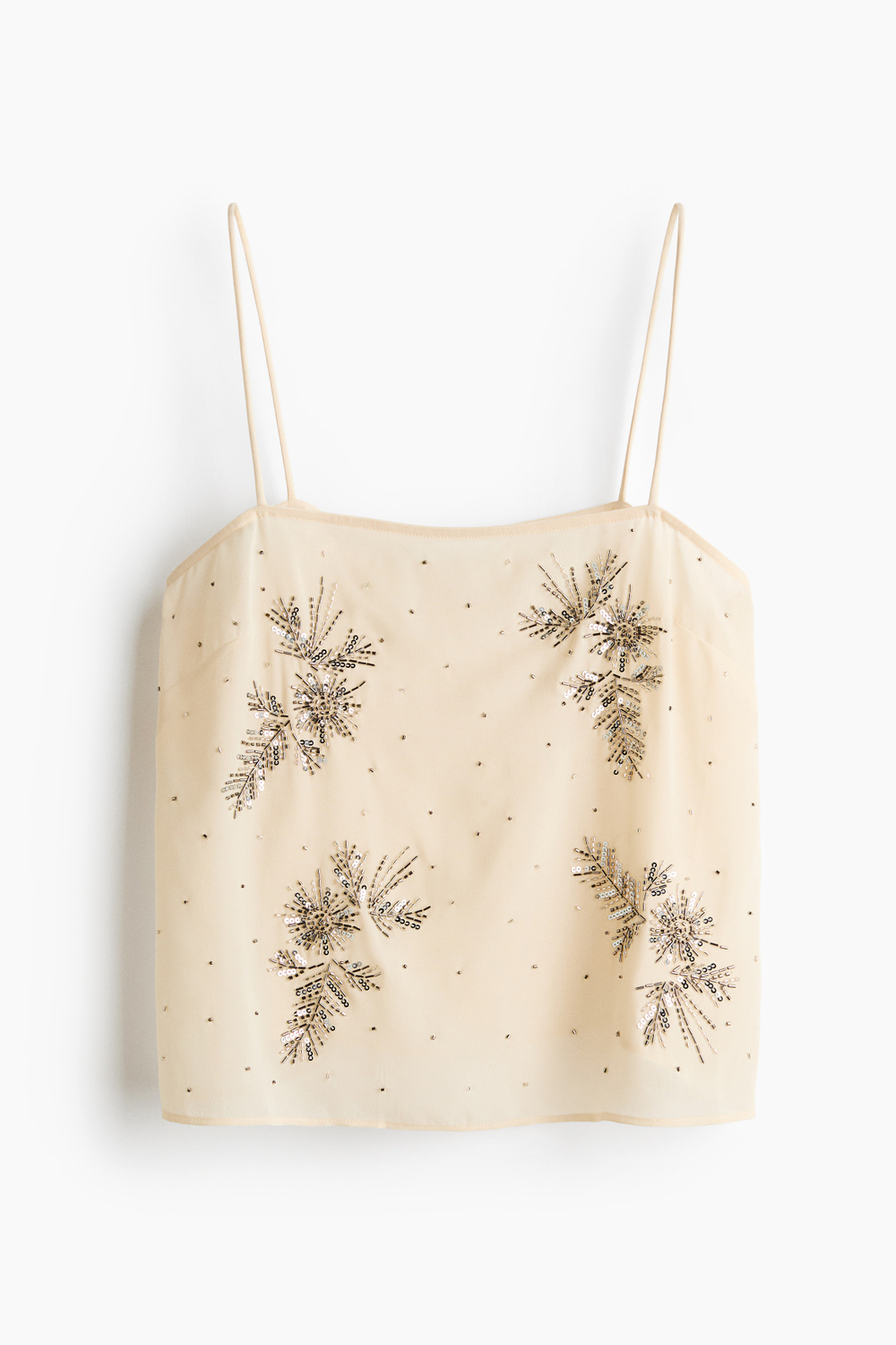 Прозрачный топ на бретелях с вышивкой - H&M