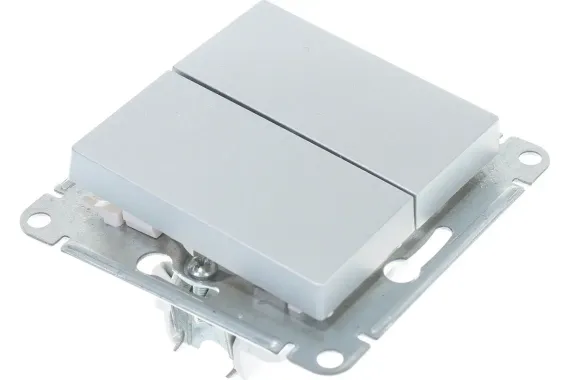 Выключатель Systeme Electric ATLASDESIGN 2-клавишный алюминий 36439