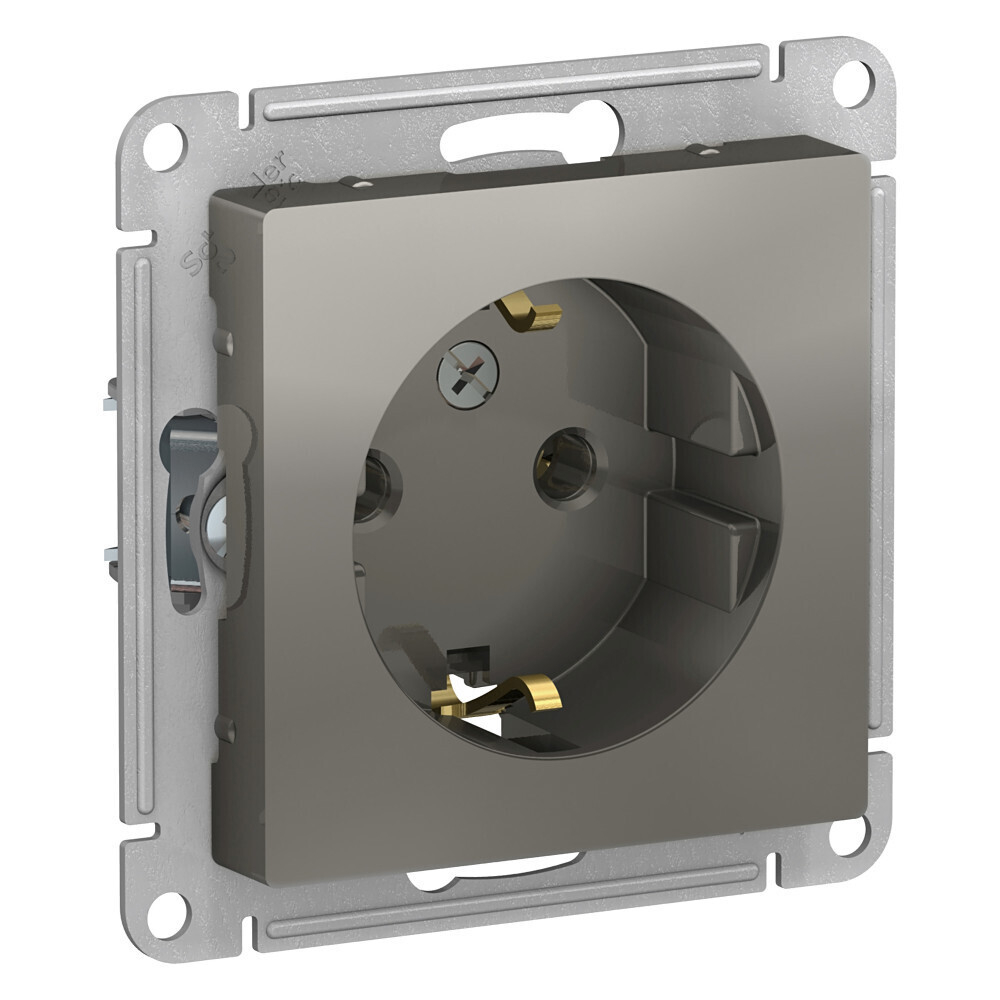 Systeme Electric AtlasDesign Сталь Розетка с/з, 16А, механизм