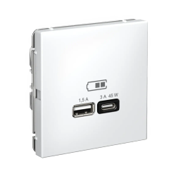 ARTGALLERY USB РОЗЕТКА A + тип-C 45Вт высокоскор.заряд. QC, PD, механизм, БЕЛЫЙ