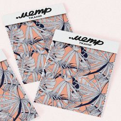 Ткань бифлекс листья монстеры белые