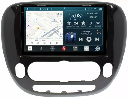Магнитола для KIA Soul 2 2014-2019 (кондиционер, рамка глянцевая) - RedPower 044 Android 10, Быстрая, QLED+2K, CarPlay, SIM-слот