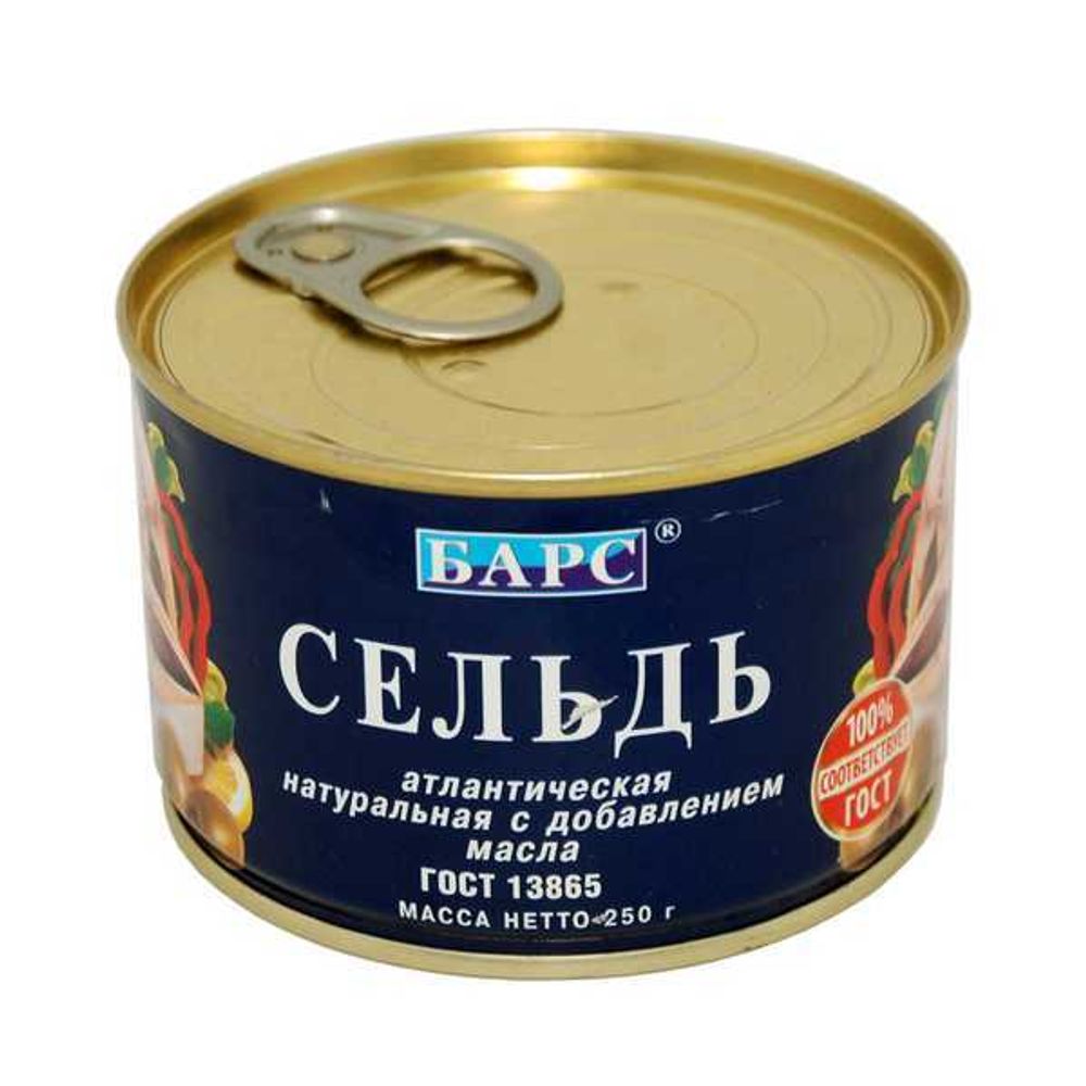 Сельдь Барс атлантическая в томатном соусе ж/б ключ 250г