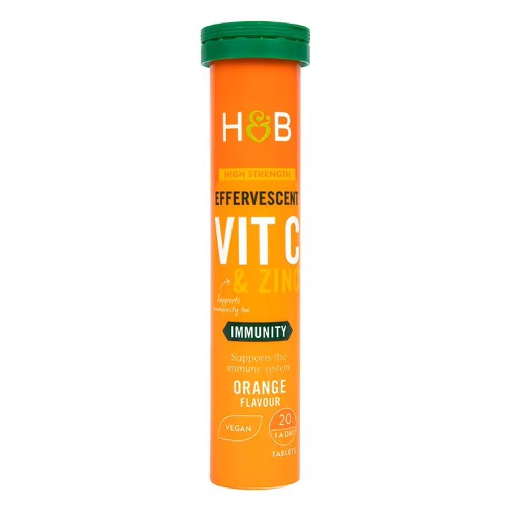Holland & Barrett Витамин С (1000 мг) 20 шипучих таблеток с апельсиновым вкусом (из Литвы)