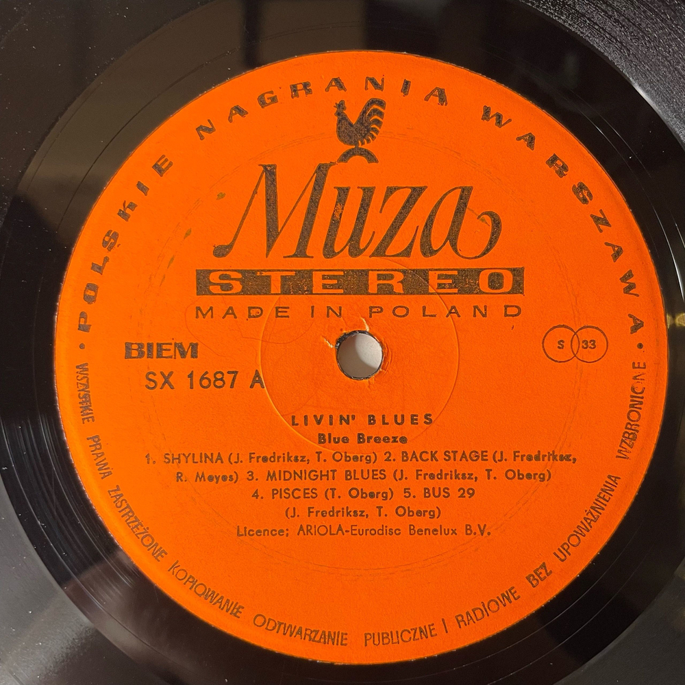 Винтажная виниловая пластинка LP Livin Blues, Blue Breeze (Польша 1978)