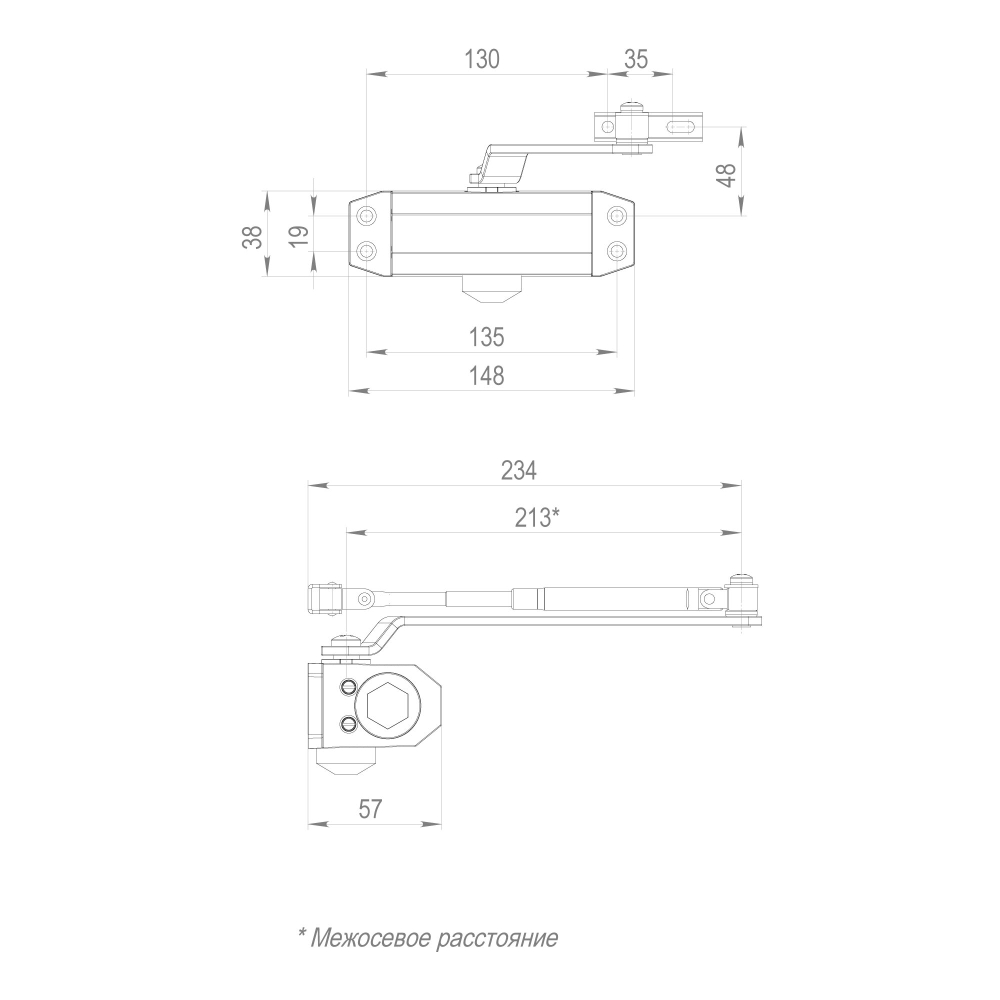 Доводчик дверной DC20-2 (DC-202) BL до 45 кг (черный)