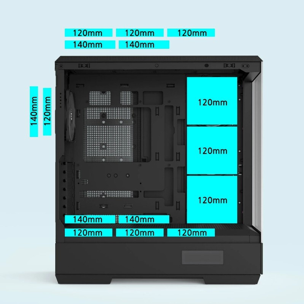 Корпус ZALMAN P50 DS, ATX, BLACK, без БП