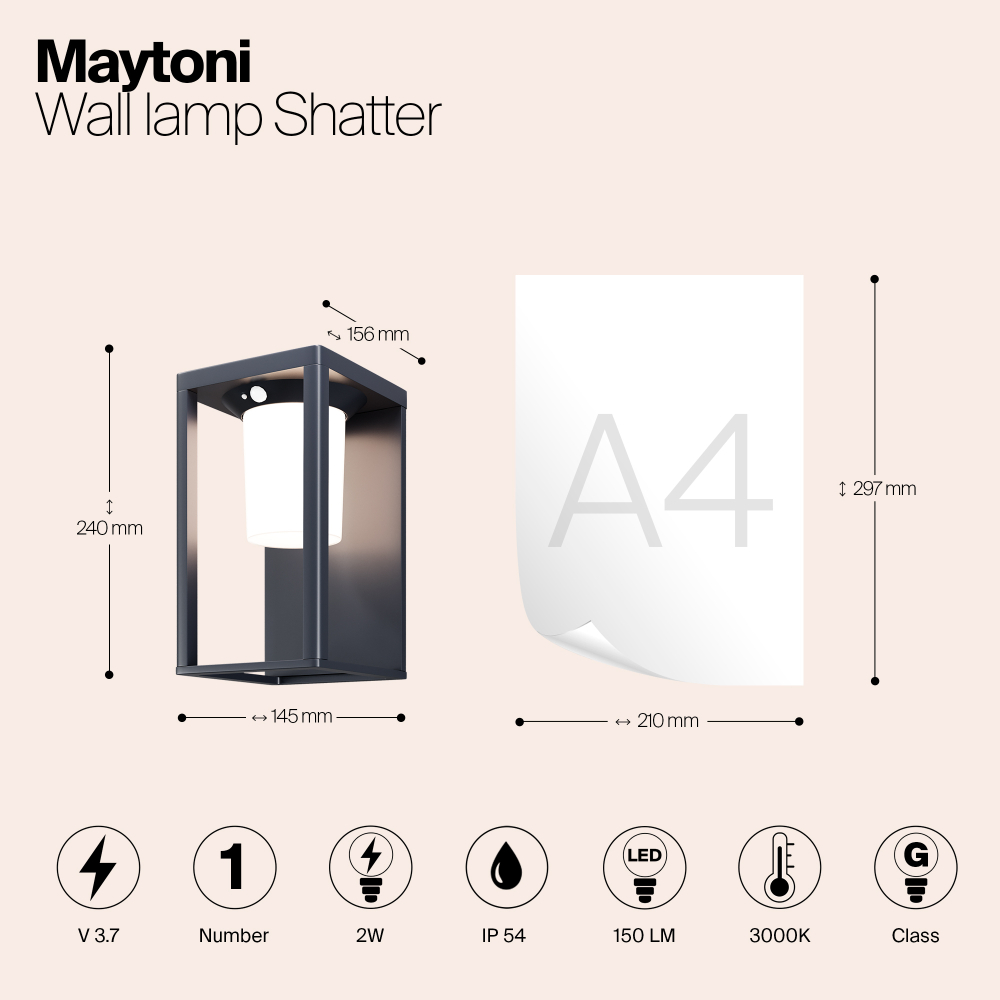 Уличный настенный светодиодный светильник Maytoni Shatter OSL457WL-L2GF3K