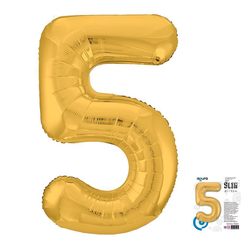 Цифра 5 золото 40" Agura