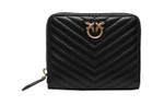 PINKO Quilt Sheepskin Bird Bag Swallow Bag Clutch Wallet Small Women"s Black
