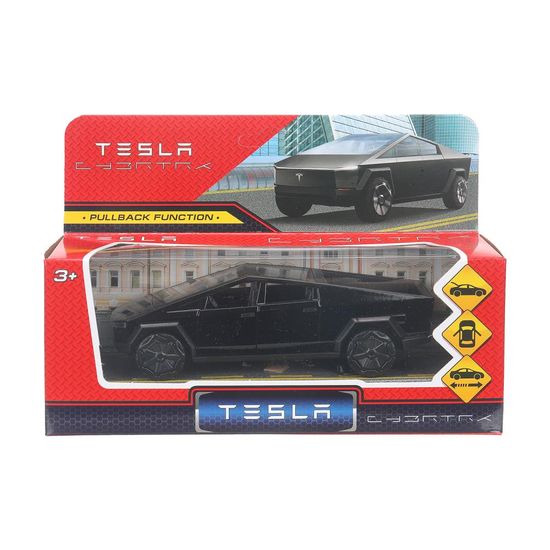 Машина металл tesla cybertruck 13,7см, дв, инер,глянцевый черн.