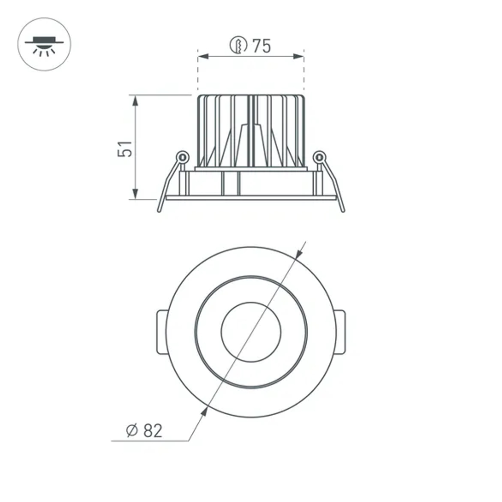 Светильник MS-FORECAST-BUILT-TURN-R82-8W Day4000 (WH-WH, 32 deg, 230V) (Arlight, IP20 Металл, 5 лет) 037186(1)