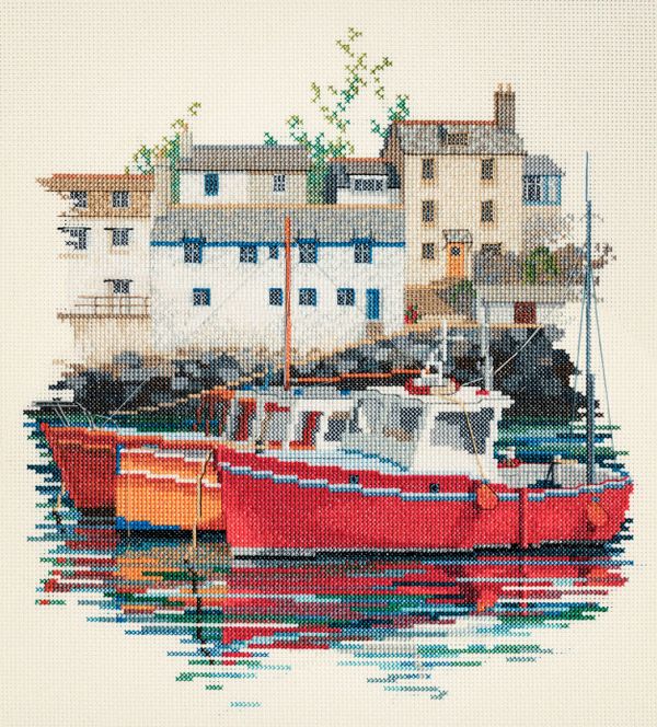Набор для вышивания нитками Derwentwater Designs, Fishin Village, 29,5х30 см