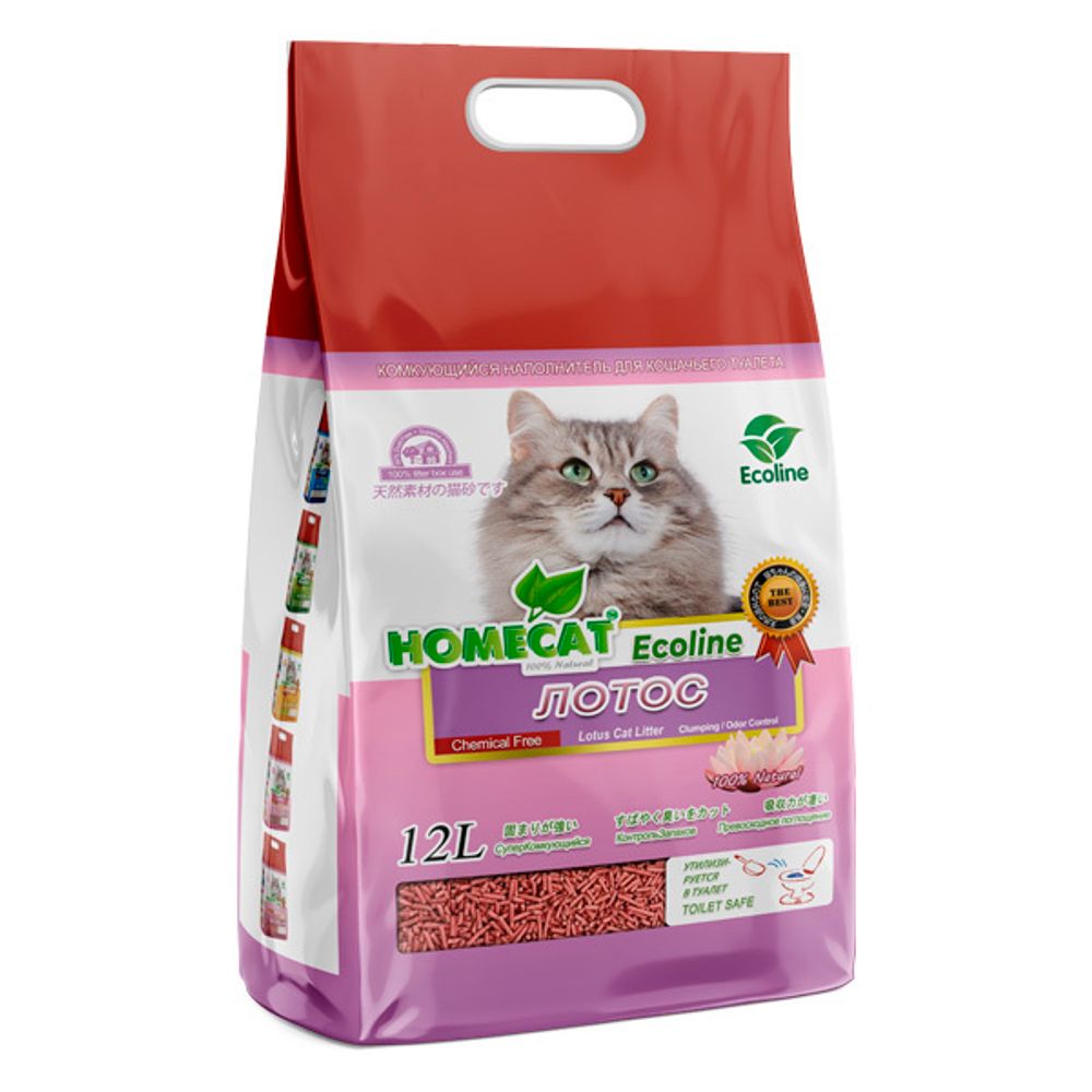 Комкующийся наполнитель HOMECAT «Эколайн» для кошачьих туалетов лотос 12 л Комкующийся наполнитель HOMECAT «Эколайн» для кошачьих туалетов лотос 12 л