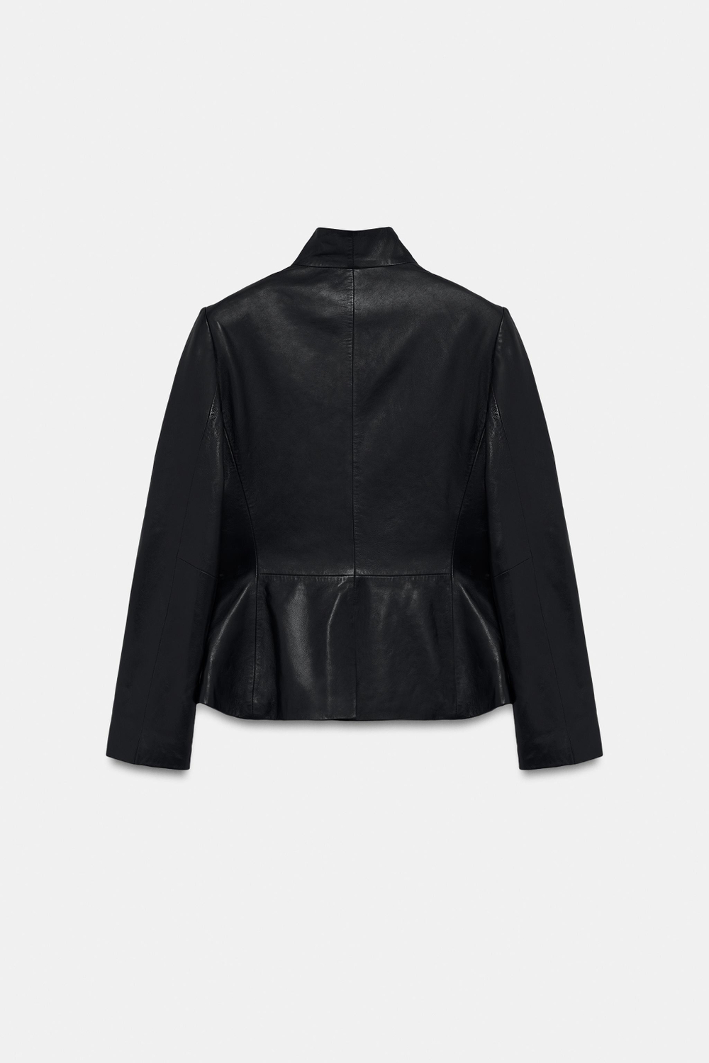 ZARA ДВУБОРТНЫЙ БЛЕЙЗЕР ИЗ 100% КОЖИ — ZW COLLECTION, ЧЕРНЫЙ