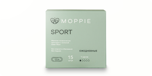 Прокладки ежедневные Moppie Sport  155 мм 15 шт (зеленые)