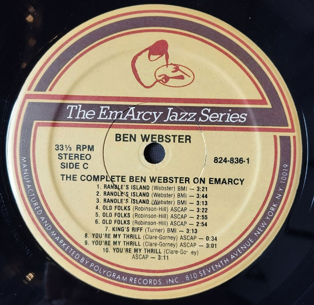 Винтажная виниловая пластинка LP Ben Webster The Big Tenor (The Complete Ben Webster On EmArcy) (USA 1985)