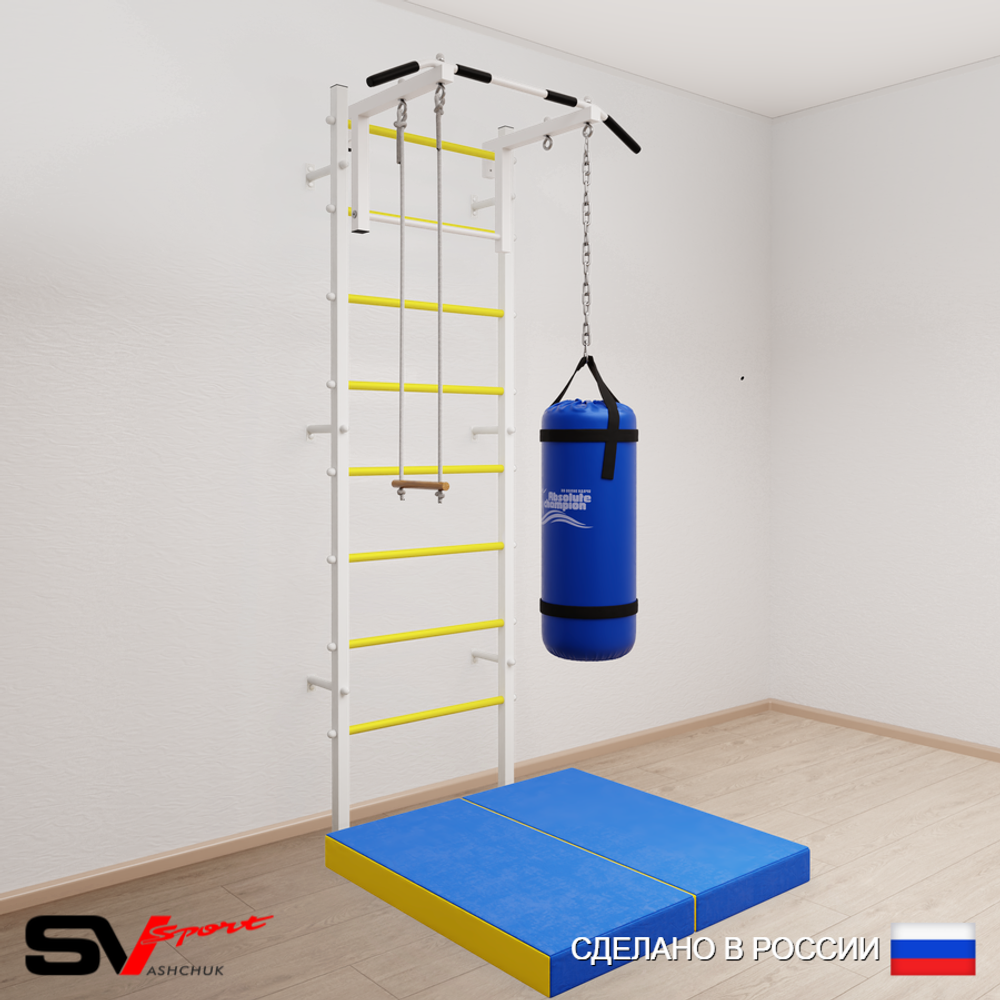 Шведская стенка Sv Sport 5127 (Турник стандарт/Трапеция/Цепь/Мешок 30кг/Мат 1м)