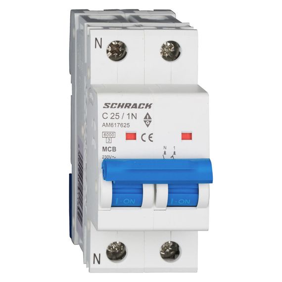Автоматический выключатель Schrack Technik 1P+N C 25A 6kA Amparo AM617625--