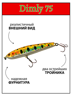 Воблер Стикбейт Rigge S Line Dimly 75 мм 8.7 г цвет #26