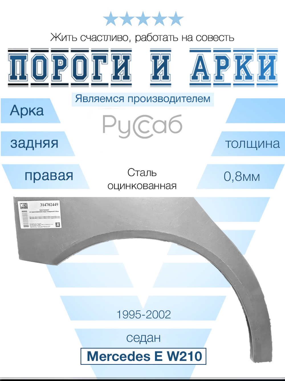 Арка правая Mercedes E-Class W210 седан 1995-2002