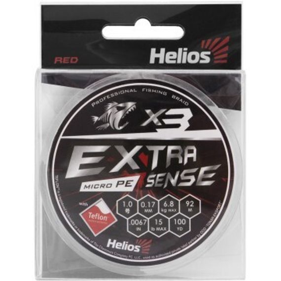 Шнур Helios Extrasense X3 PE Red 92m   1/15LB 0.17mm (HS-ES-X3-1/15LB)
