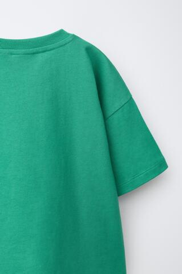 ZARA ФУТБОЛКА С ВЫШИВКОЙ ПАРУСНИК, ЗЕЛЕНЫЙ