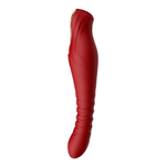 Красный вибратор 30,2см с поступательными движениями Zalo King Vibrating Thruster Wine Red