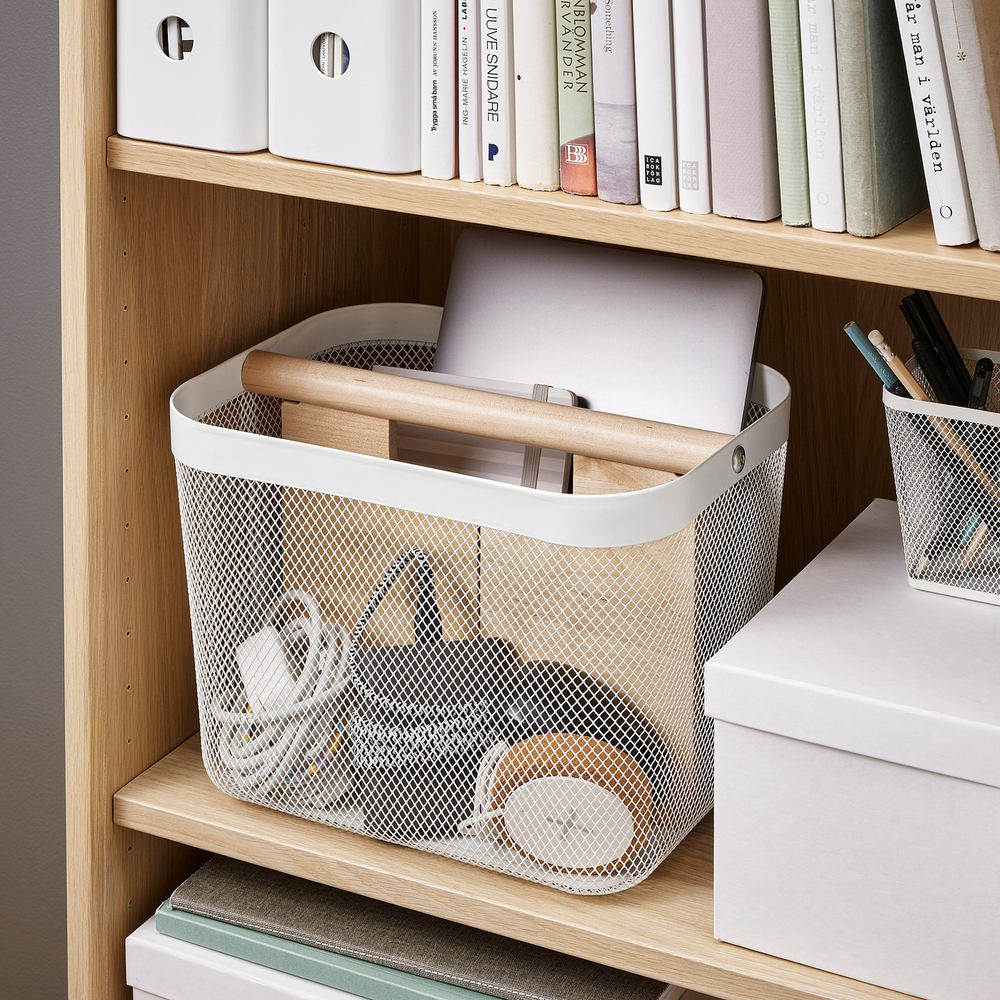 IKEA RISATORP  (ИКЕА РИСАТОРП)  -  Корзина с разделителем - белый 33х24х23 см