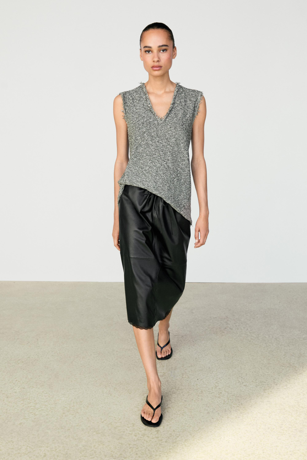 Massimo Dutti Топ с меланжевым эффектом, серый меланж