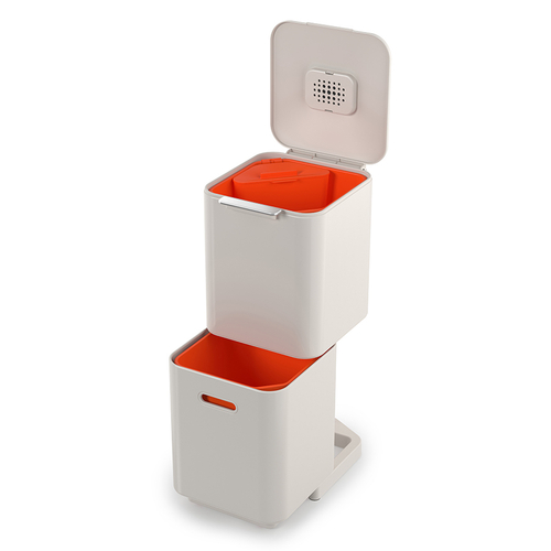 Контейнер для мусора с двумя баками totem compact, 40 л, белый