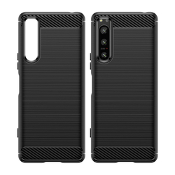 Мягкий защитный чехол для Sony Xperia 5-IV Mark 4, серии Carbon (в стиле карбон) от Caseport