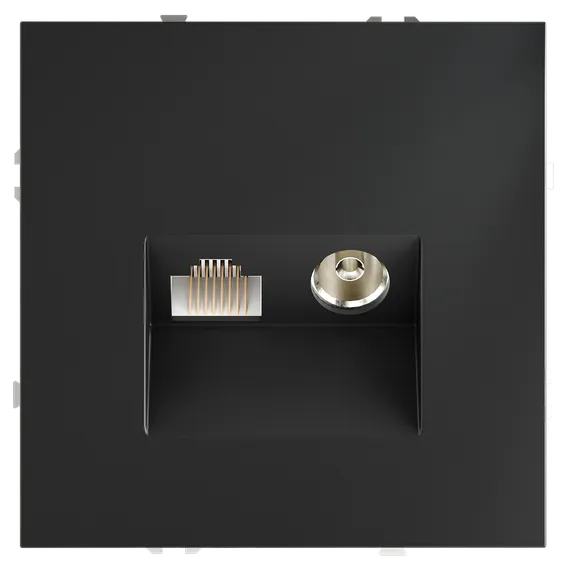 Розетка телевизионная TV+RJ45 кат. 6 Voltum S70 Графит VLS060707