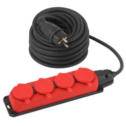 Удлинитель силовой ЭРА UK-4e-3x1,5-20m-IP44(KG) с заземлением 4 розетки каучук 20м КГ 3х1,5мм2 IP44 | Электротовары