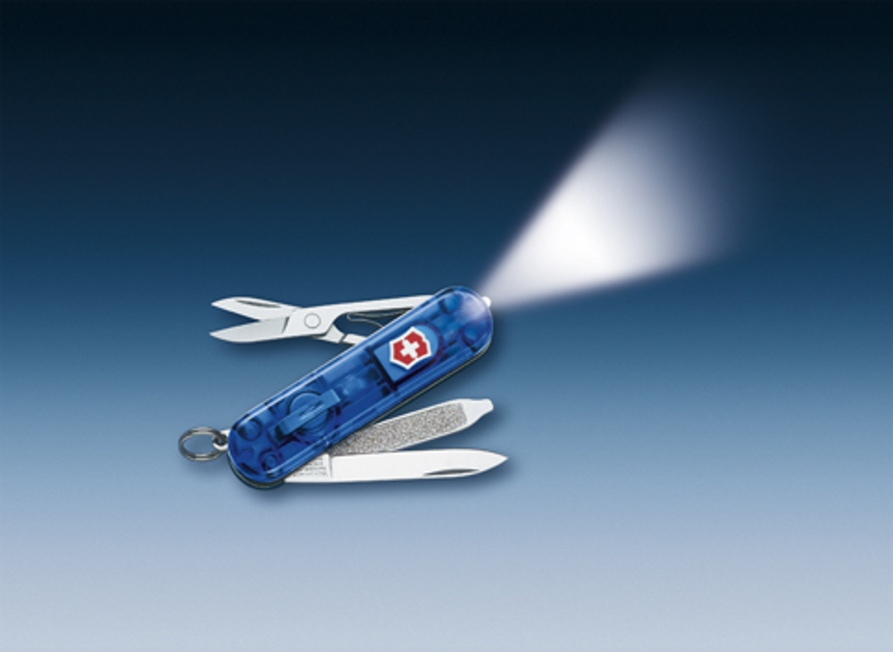 Нож-брелок Victorinox Classic Signature Lite, 58 мм, 7 функций, полупрозрачный синий