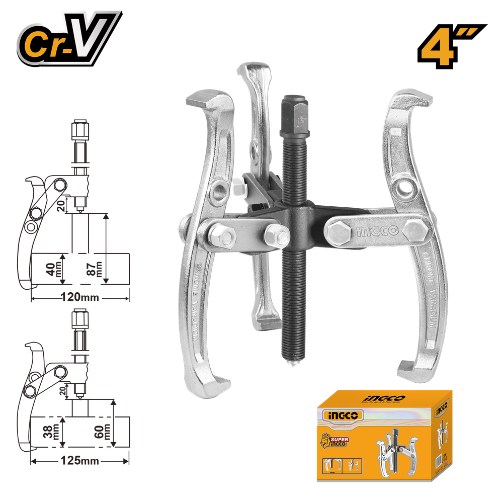 Съемник с тремя захватами INGCO HGP08034 INDUSTRIAL 4" Съемник с тремя захватами INGCO HGP08034 INDUSTRIAL 4"