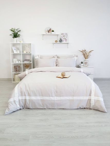 Постельное белье BANDA бежевый сатин делюкс TIVOLYO HOME Турция