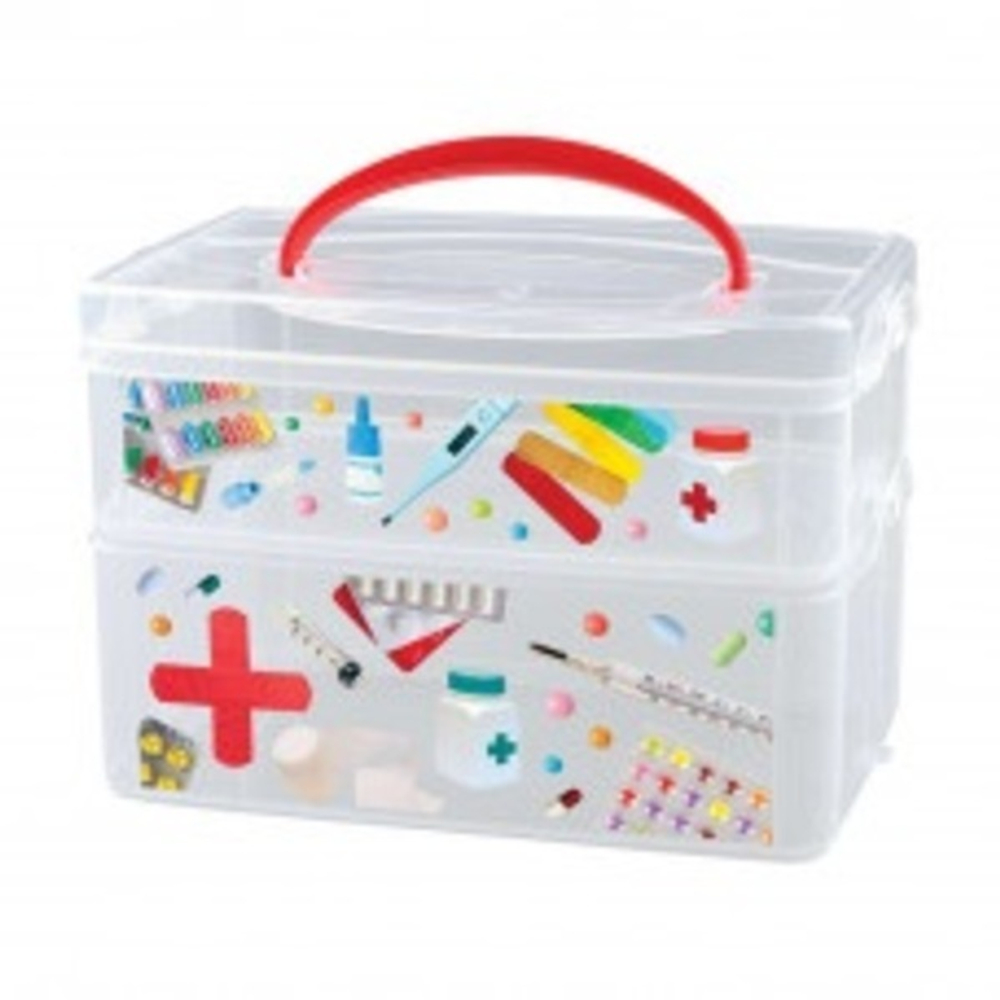 Аптечка двух секционная «MULTI BOX», бесцветная, 24,5*16*16,5 см