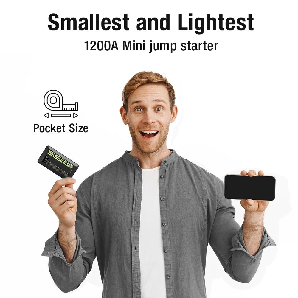 Устройство пусковое портативное бустер Yesper 8000mAh 29.6Wh 1200A Model: Armor mini