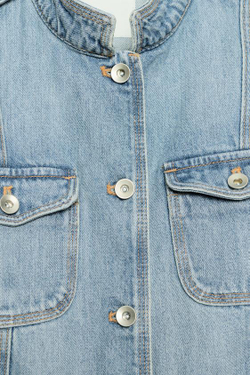 ZARA ДЖИНСОВАЯ КУРТКА TRF С КАРМАНАМИ, СИНИЙ