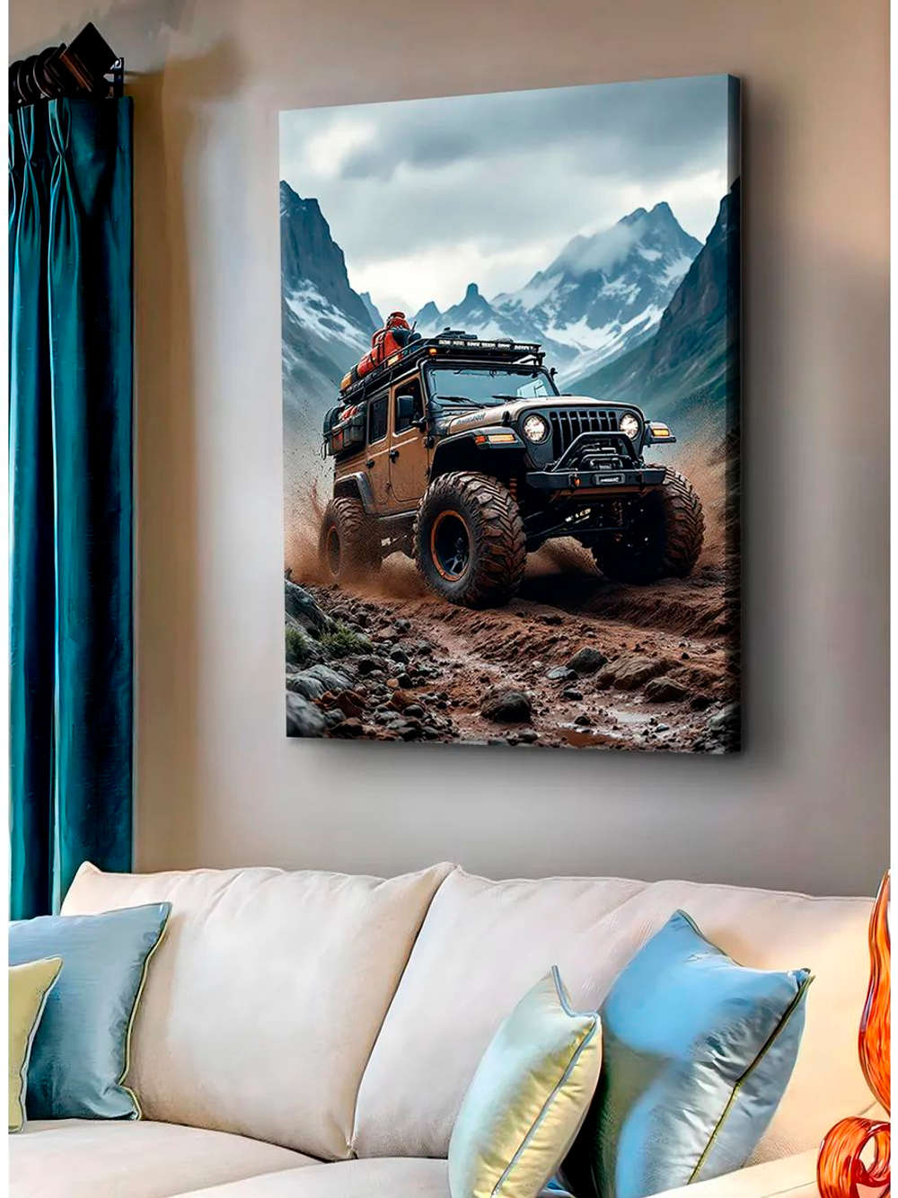 Картина "Jeep Wrangler", галерейная 50х70см 1шт., на деревянном подрамнике
