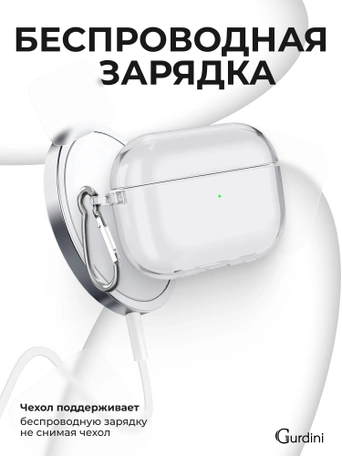 Чехол Gurdini силиконовый для наушников Apple Airpods 3 прозрачный