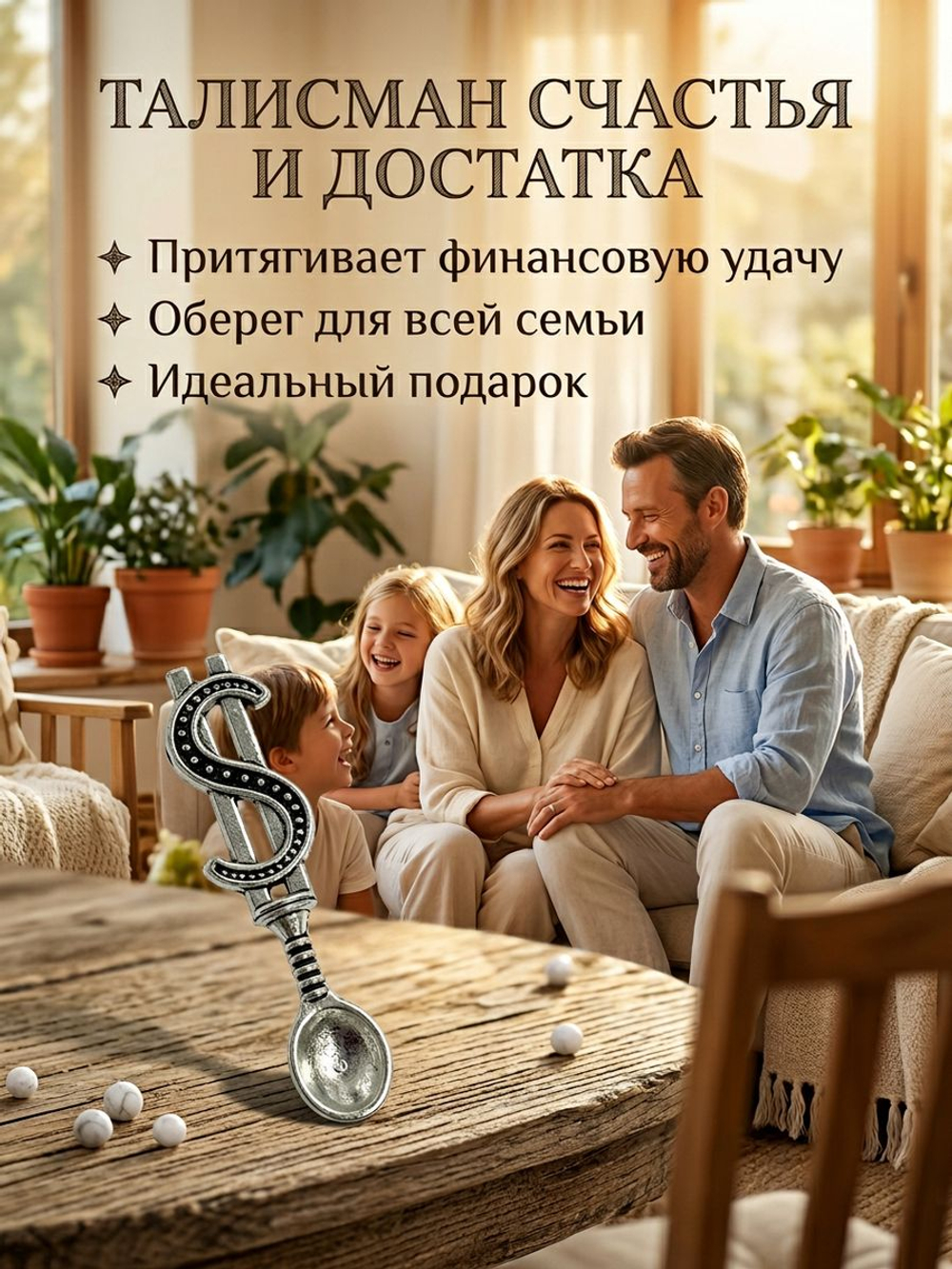 Кошельковый талисман «Ложка-загребушка» — серебристый