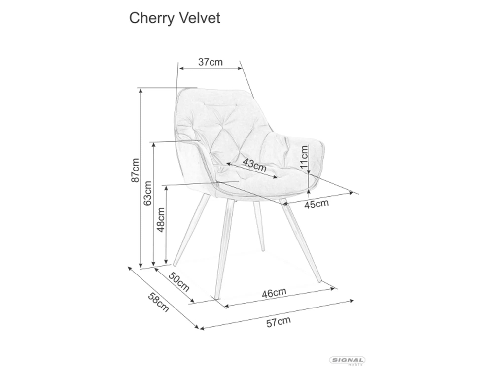 Стул SIGNAL CHERRY Velvet Bluvel 19 черный/черный мат