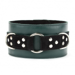 Изумрудный кожаный ошейник БДСМ Арсенал Lady's Arsenal Emerald Collar On The Strap 67029