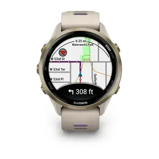Умные часы Garmin Forerunner 970 Мягкий золотой титан с корпусом и ремешком цвета французский серый